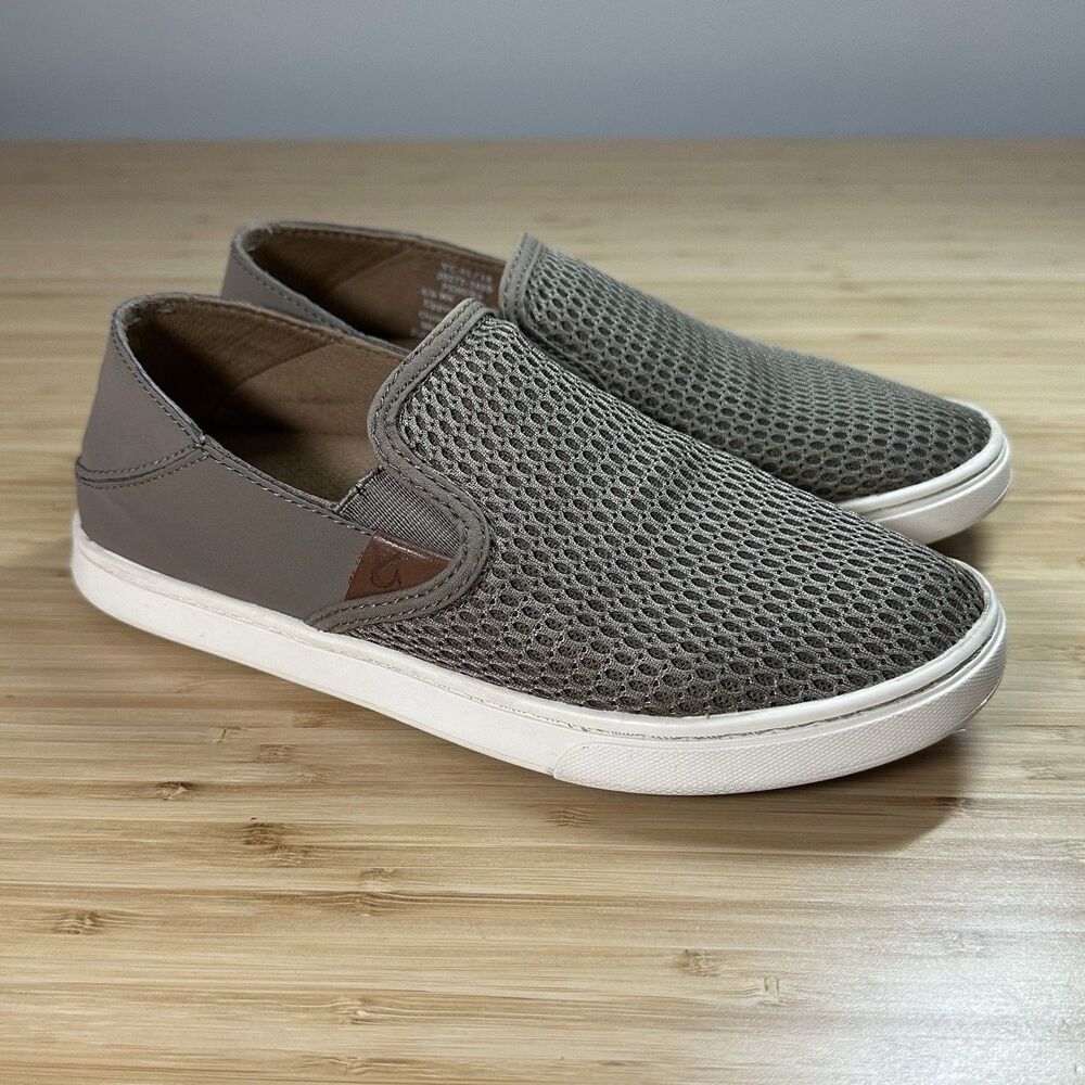 OluKai Pehuea Mesh Loafers Women Slip On Size 6 Gray  Comfy Breathable Hawaii